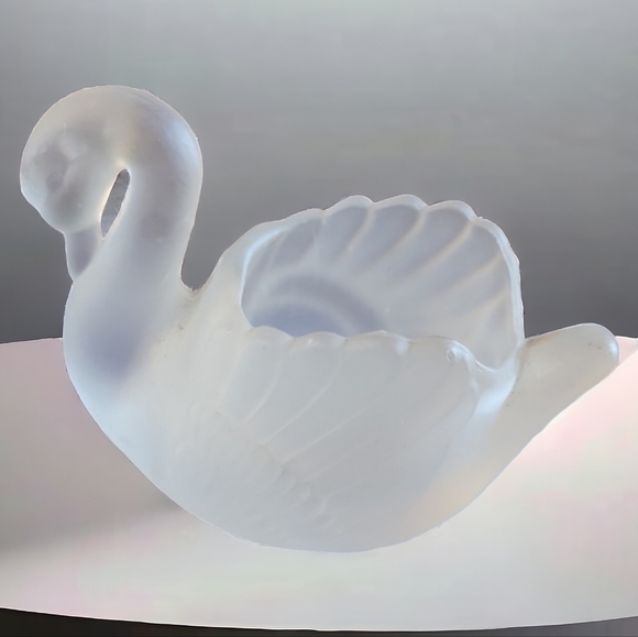 1 Vtg Albert E. Price Frosted Glass Swan Votive Tea Light Candle Holder Trinket - Picture 2 of 8